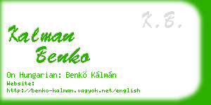 kalman benko business card